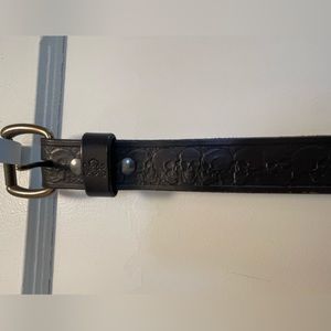 Handmade Leather Skull belt with Brass Buckle